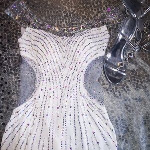 White off the shoulder diamond gown